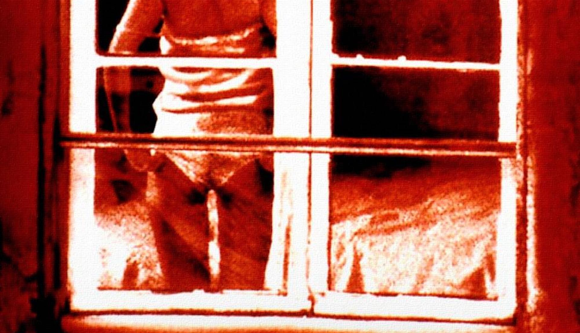 Clotilde Courau incarne Michelle une jeune femme photographiée et filmée à travers sa fenêtre par un voyeur installé à l'intérieur d'un appartement de l'immeuble en face de chez elle dans le film En face en 2000