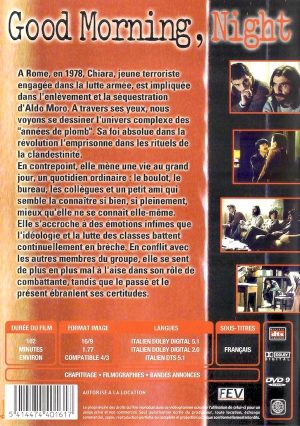 Buongiorno, notte (Good Morning, Night) DVD français : verso de la jaquette indiquant la présence de sous-titres français