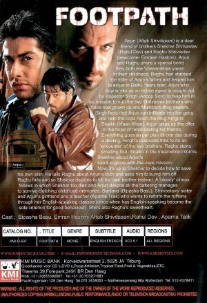 Dos de la jaquette du DVD du film Footpath réalisé par Vikram Bhatt en 2003