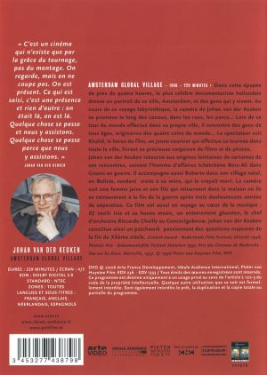 Dos de la jaquette du DVD du film documentaire Amsterdam Global Village réalisé par Johan van der Keuken en 1996 et édité par Arte Vidéo